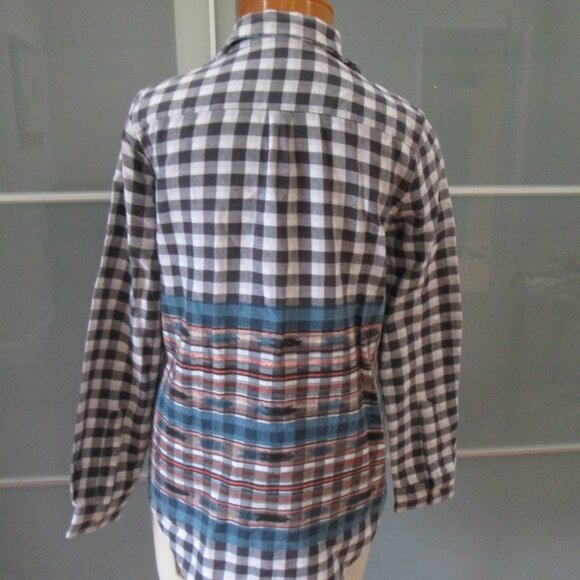 Roberta Roller Rabbit Check & Ikat Print Long Sleeve V-Neck Shirt - Picture 4 of 7